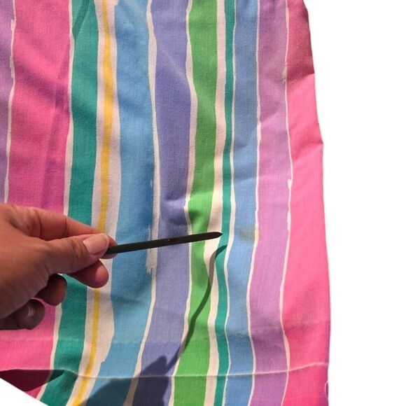 VTG Leisure Life Rainbow Candy Stripe Cotton Nightgown USA Made Gown SZ L/XL - Picture 6 of 7